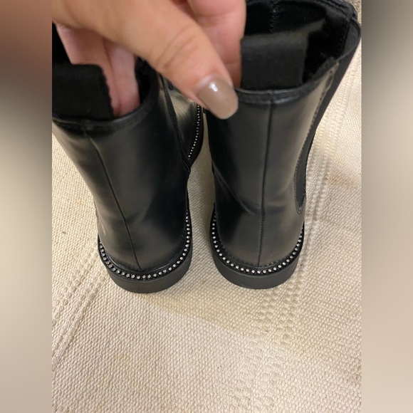 Zara Chic Black Leather Boots with Silver Studs Sz 33 - Picture 7 of 10